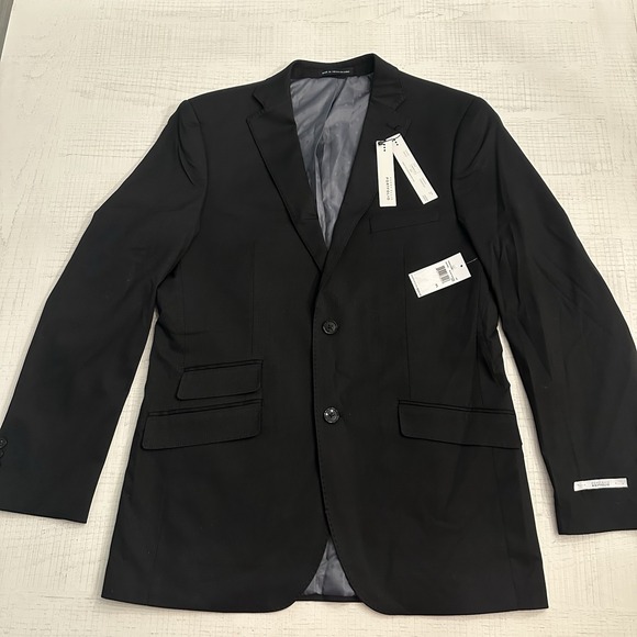 PERRY ELLIS PORTFOLIO Size 41 L Black Slim Fit 2 Button Sport Coat Blazer Jacket - Picture 1 of 9